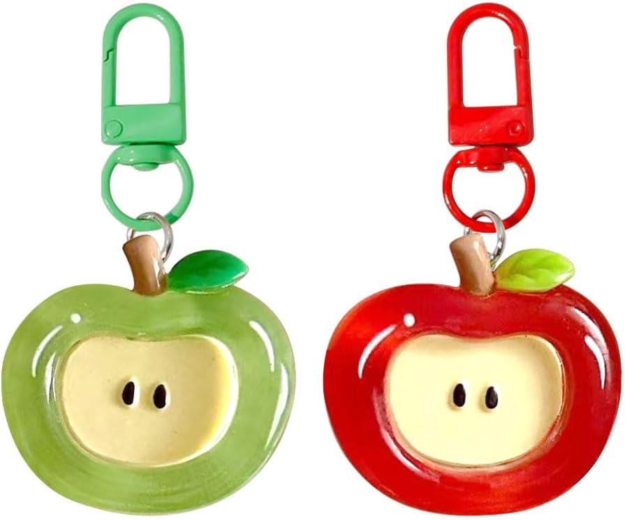 2PCS Fruit Keychain Charms Kawaii Keychain Accessories Cartoon Phone Charm Key Chains Women Cute Keychains for Women Bag Charms for Handbags Car Key Chain Purse Charm Keyrings with Fruit Pedant - Image 2