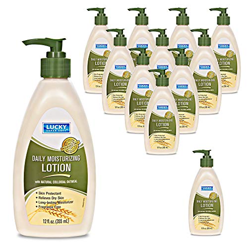 Colloidal Oatmeal Lotion by Lucky Super Soft, Moisturizing Lotion with Natural Oatmeal, Non-Scented, Fragrance Free, No Parabens and Phatalates, Perfect for Face and Whole Body, 12 bottles, 12 fl.oz.