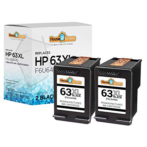 HouseOfToners Remanufactured Ink Cartridge Replacement for HP 63XL 63 XL for HP Envy 4520 4512 4513 4516 OfficeJet 3830 5255 5258 DeskJet 1112 1110 3630 3632 3634 2130 2132 (2 Black)