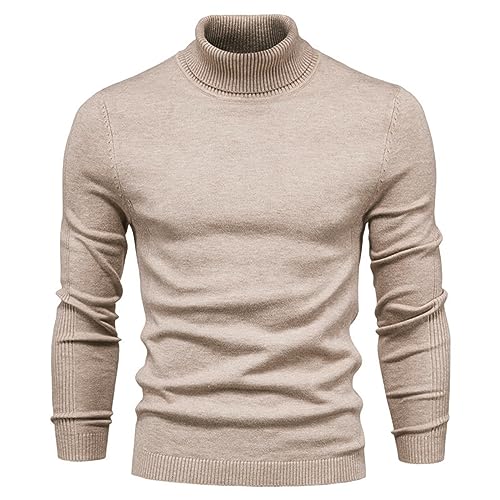 Pullover Sweaters for Men Long Sleeve Solid Color Sweater Turtleneck Men's Casual Sweater Autumn Winter