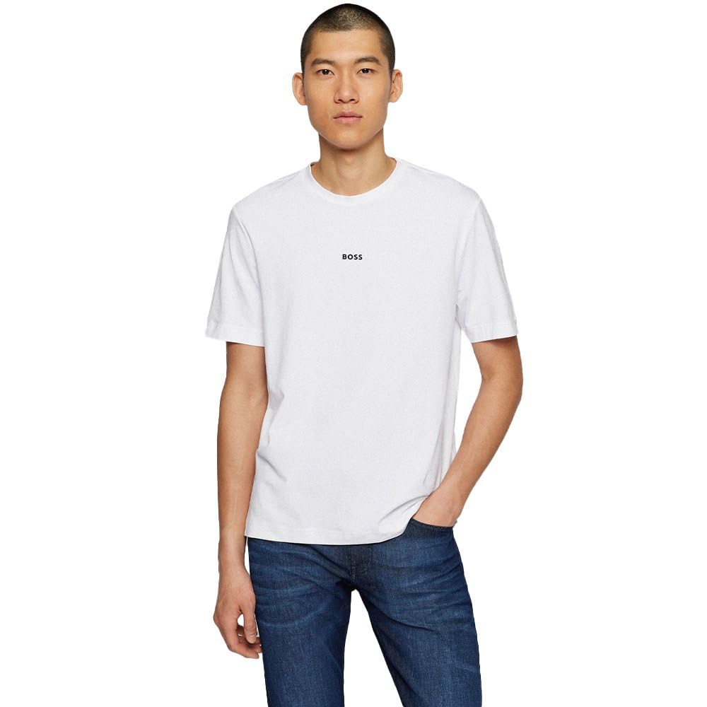 T-shirt Uomo BOSS Tchup - Bianco, Cotone 96%, Elastan 4%, Taglia M, Stile Moderno E Confortevole - Foto 9