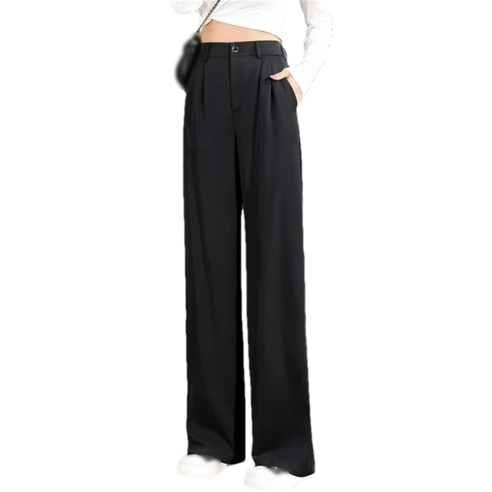 Womens Loose Spring Summer High-Waisted Wide-Leg Pants Casual Trousers Business Womens Suits Straight Pants