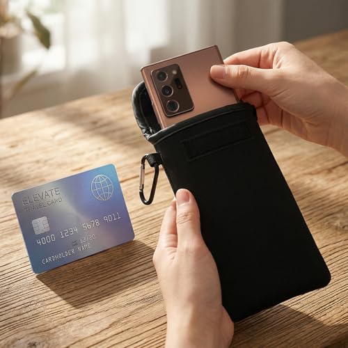 HJZHII Handy Tasche, Handy Schutzhülle Neopren Handytasche für Smartphones Universal Handysocke Handyhülle Tasche Schutzhülle mit Karabiner und Umhängeband für Telefone Bis Zu 6,7 Zoll