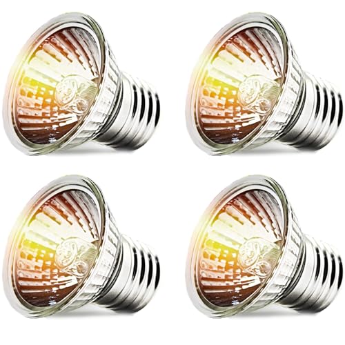 Image of CALPALMY 4-Pack 25W UVA+UVB Reptile Heat Bulbs - Heat and Light for Reptiles and Amphibian Tanks, Terrariums and Cages - Works with Turtle Lizard Various Amphibian Terrarium Heat Lamp Fixtures