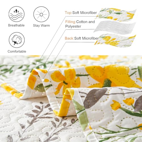 Image of Hailea Twin Daybed Cover Floral Daybed Bedding 3 Piece Reversible Day Bed Cover Double Sided Quilting Bedding Flower Cover Set All Season for Twin Bed with 2 Standard Shams,39 inchx75 inch