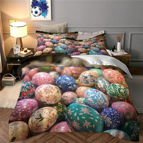 Housse de couette motif œufs de Pâques imprimé 3D microfibre 3 pièces - 6