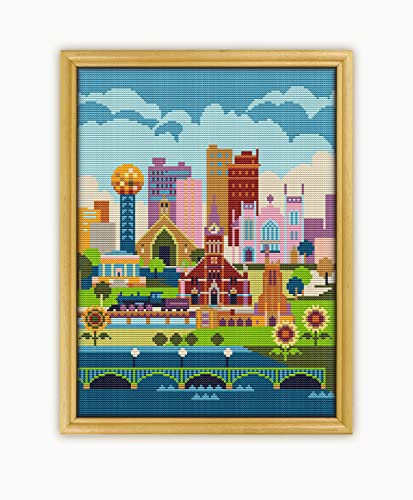 Knoxville CS1199-2 - Counted Cross Stitch KIT#2. Set of Threads, Needles, AIDA Fabric, Needle Threader, Embroidery Clippers and Printed Color Pattern Inside.