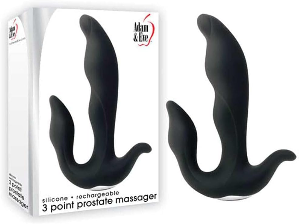 Adam & Eve 3 Point Prostate Massager Rechargeable P Spot Vibrator with Perineum Stimulator Dual Motor Anal Massager for Men 10 Vibration Functions Ergonomic Design for Intense Backdoor Pleasure