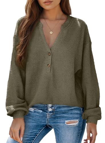 Dokotoo Women's Waffle Knit Tops Long Sleeve...