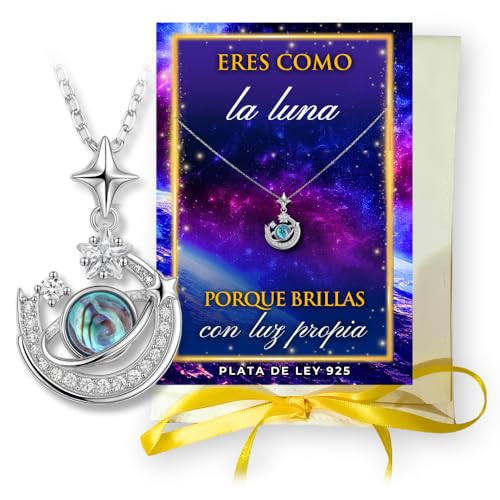 Lidia Pasalodos COLLAR PLATA DE LEY - Cadena Plata Mujer - Colgante Mujer - Gargantilla Plata - Piedra Luna - Piedra Lunar - Regalo Cumpleaños - Regalos Originales