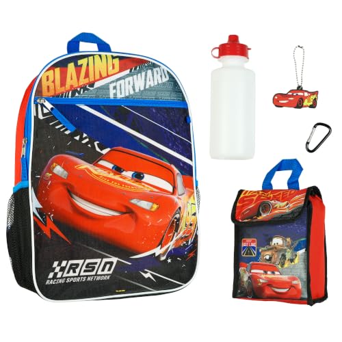 Disney Cars Conjunto de 5 peças Mochila Lightning McQueen 40,6 cm Lancheira