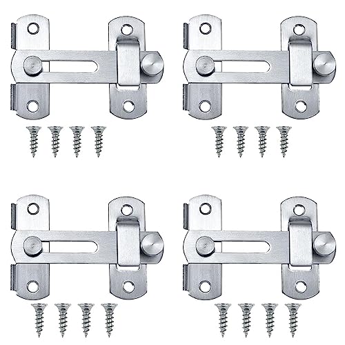 Set di 4 chiavistelli in acciaio inox, chiusura a linguetta in argento, chiusura per porte e finestre, serratura a scorrimento, serratura per tutti i tipi di porte interne, blocco porta per porte,