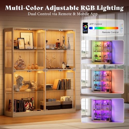 Image of AMERLIFE 75-Inch RGB Display Cabinet with Glass Shelves
