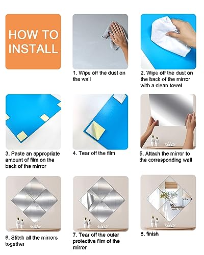 Sqinor Self Adhesive Acrylic Mirror Stick On Full Length Mirrors, Sticky Plexiglass Mirror Tiles Wall Stickers Door Full Body Long Wall Mirrors for Bedroom Living Room Gym Hallway Walls - Cosy Home Interiors Sqinor Self Adhesive Acrylic Mirror Stick On Full Length Mirrors, Sticky Plexiglass Mirror Tiles Wall Stickers Door Full Body Long Wall Mirrors for Bedroom Living Room Gym Hallway Walls - Image 7