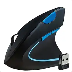 Mouse Vertical Sem Fio Ergonômico Recarregável, Conforto para Longas Horas, Conexão 2.4G USB + Bluetooth, Gamer e Profissional, Preto