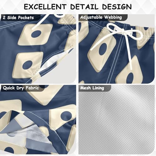 Boys Beach Board Shorts Dominoes Game Blue Swim Trunk Teen Swimwear 8-16Y3