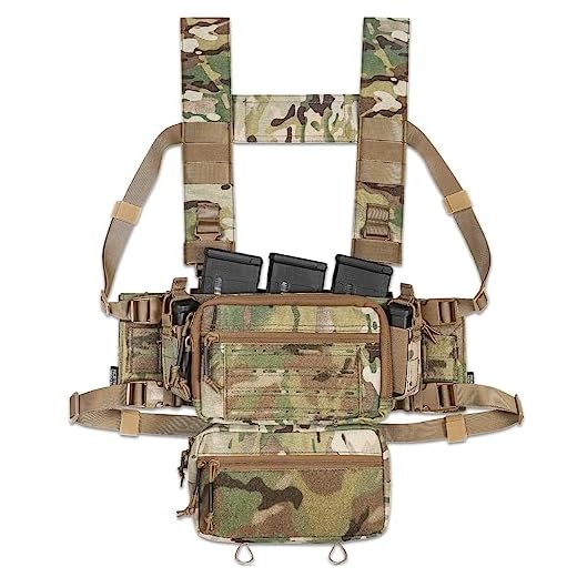 ACETAC Tactical Chest Rig with 5.56/7.62 Magazine Pouch Holder, Pistol / Wing Pouch, Molle Dangler Pouch, Adjustable H Harness (Multicam)