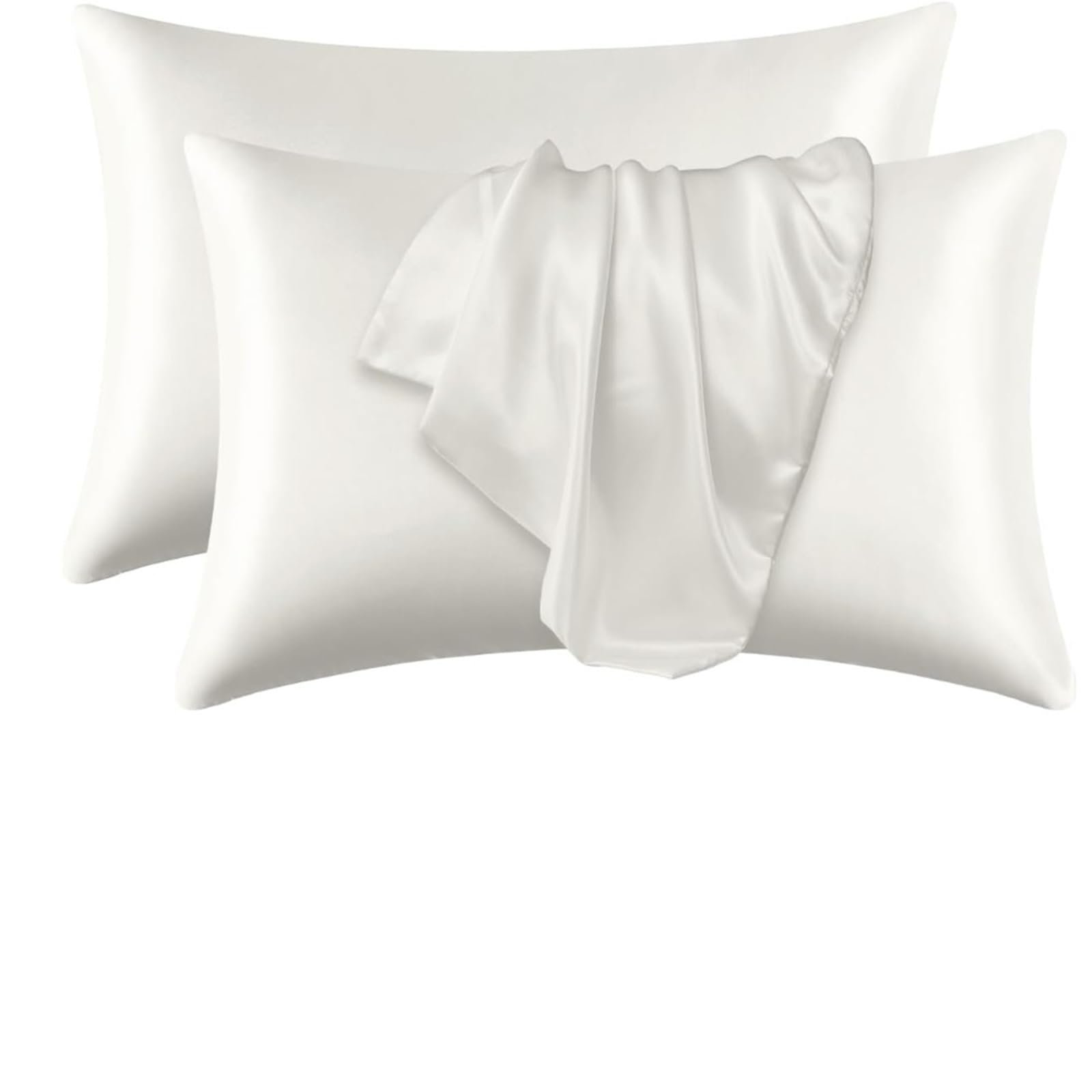 Silk Pillowcase Silky Satin Pillowcases Cooling Hair And Skin Friendly(WHITE)