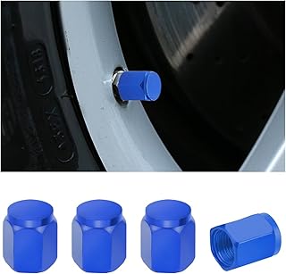 zipelo Car Tire Valve Stem Caps, 4 Pack Aluminum Tire Air Valve Stem Covers, Dust-Proof and Leak-Proof Protection, Corrosion Resistant, Universal for Car, SUVs, Trucks, Motorcycles, Bikes (Blue)