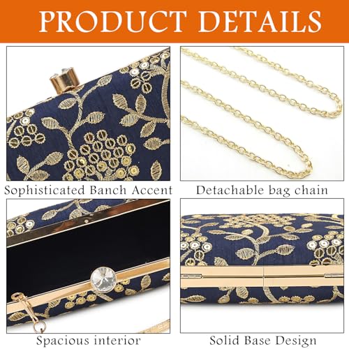 Image of LONGING TO BUY Hand Crafted Designer Box Clutch - Zari Embroidery For Women