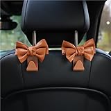 LIFOPY 2pcs Car Purse Hook For Car Hooks For Purses And Bags, Cute Bow Car Seat Headrest Hook For Car Purse Hook Hanger. (brown-2pcs)