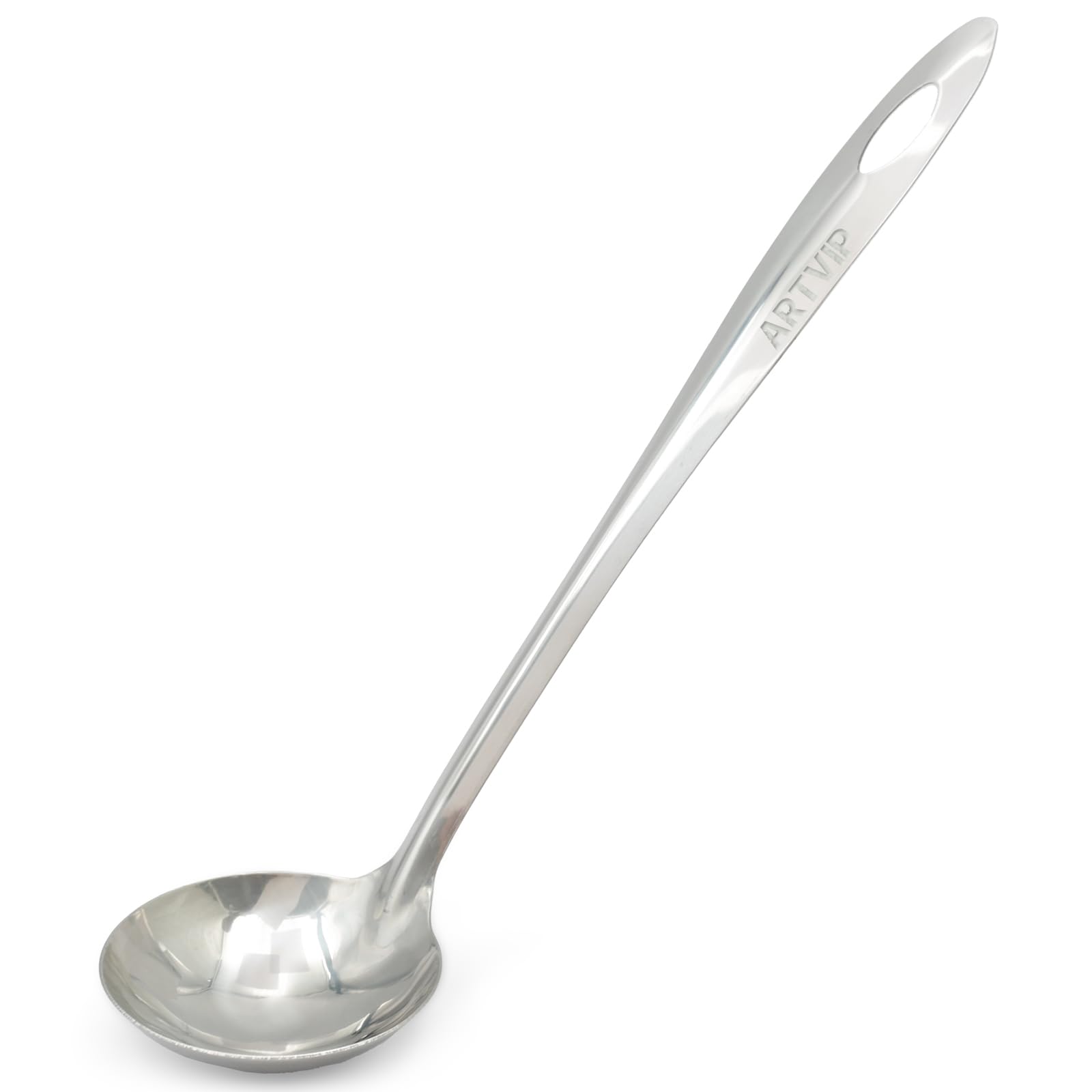 ARTVIP Household Metal Soup Spoon Round Soup Ladle Integrated Molding Ergonomic 10.5