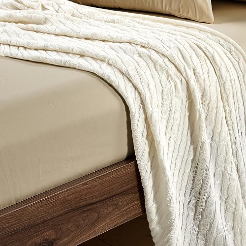 FreshCulture Full Fitted Sheets, Bulk Pack of 6, Deep Pocket, Soft Microfiber Bottom Sheets for Home, Salons, Hotels, Full Size Fitted Sheets Only (Beige)