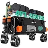 SUNNYFEEL 49' L Foldable Wagon Cart with Big Wheels - 550lbs Heavy Duty Extra Long Collapsible...