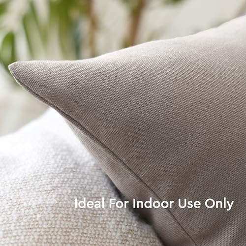 Image of Encasa XO Throw Pillow Covers 12x20 in Set of 2 Beige | No Inserts | Cotton Pillow Covers for Living Room, Bed, Sofa, Couch | Decorative Cushion Covers with Improved Zipper