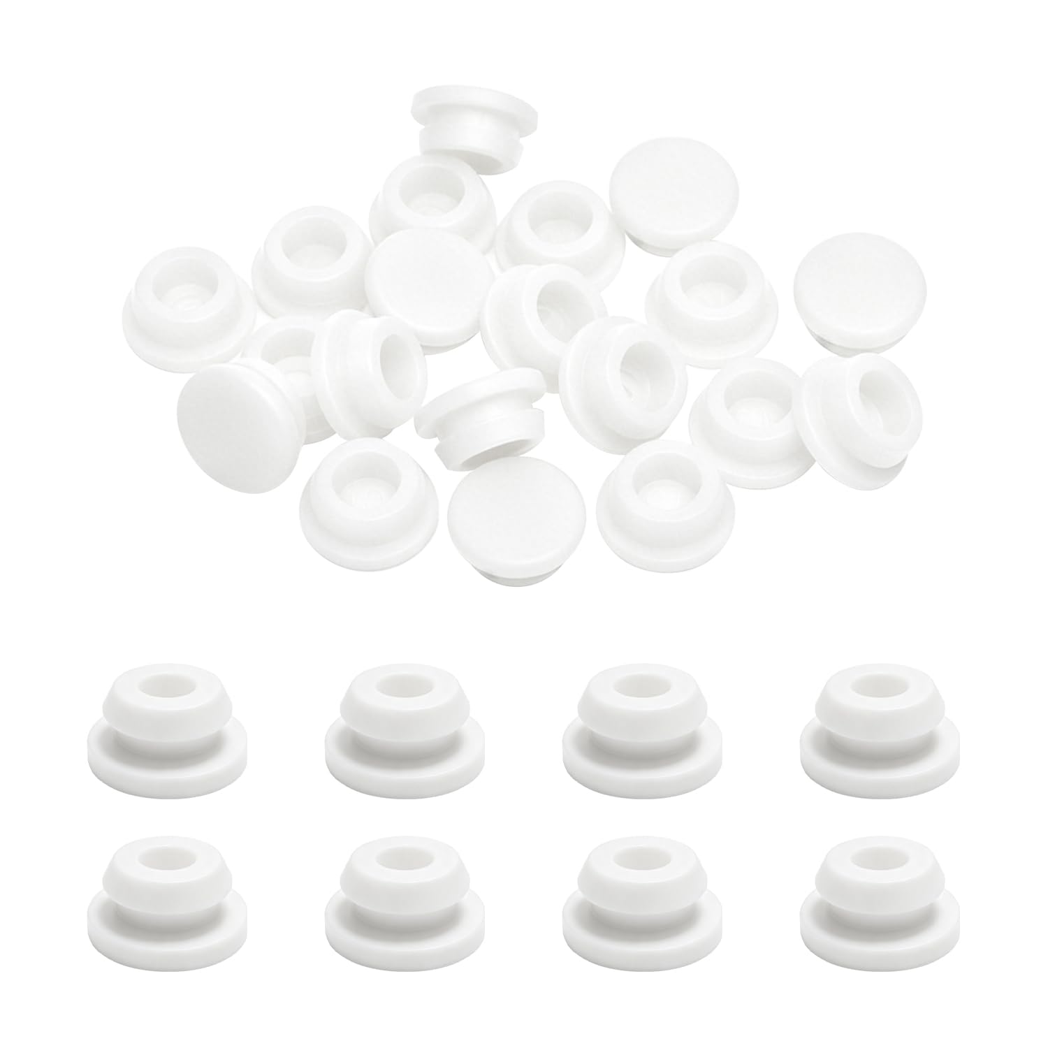 20PCS 3/8inch Rubber Hole Plugs for Round Holes, 10mm White Rubber Plug DD044-10W