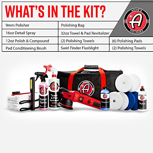Image of Adam's Polishes 9mm Dual Action Car Polishing Kit (16 Item) - Buffer Car Scratch Remover for Car Detailing | Includes Polish, Compound & Pads