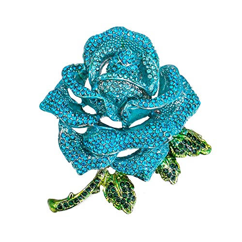Image of BriLove Women's Austrian Crystal Rhinestones Rose Flower Brooch Pin for Party Prom
