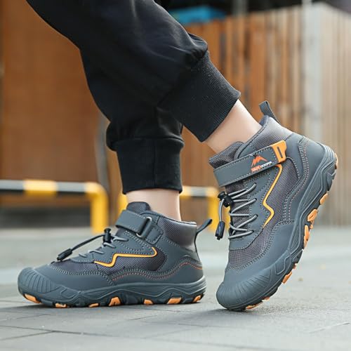 Boys Girls Hiking Sneakers High Top Lace-Up Lightweight Breathable Outdoor Athletic Shoes Tennis Soccer Sports Shoes3