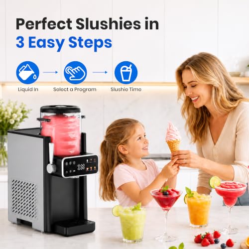 Slushie Machine for Home, Ice Cream Maker, 6 Presets, No Ice Needed, Black | Frozen Drink Maker, 12-Hour Timer, Slushy Machine for Home, LED Display, Margarita, Frappes, Milkshakes, Easy Clean, 1 Pack - image 2