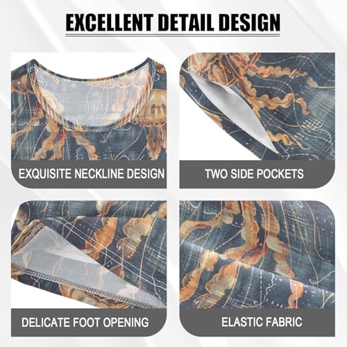 ALAZA Anchor Jellyfish Pajama Set Short Sleeve Sleepwear Soft Lounge Nightwear4