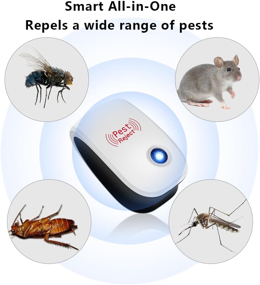 6 Pack Ultrasonic Pest Reject Indoor Mouse Repellent Pest Repellent Ultrasonic Plug in for Spiders, Mices, Mosquitoes, Roaches, Mouse, Rodent, Bugs, Ants, Flies - Image 4