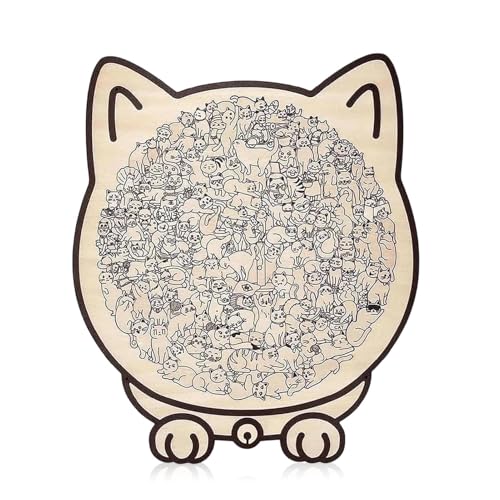 猫の形 パズル 木製ジグソーパズル 135ピース かわいい 猫パズルフレーム おもちゃ 装飾画 難しいおもちゃ 壁の装飾 インテリア 部屋飾り キャラクター 大人 子供 初心者向け 家庭娯楽 人気 萌えグッズ 23.7x21.8cm
