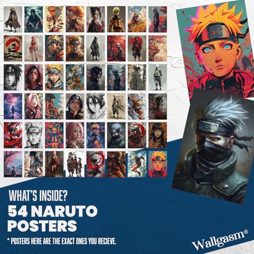 Image of Wallgasm Naruto Characters and Scenes Poster set - Set of 54, 4 x 6 Inches (A6 Size) Posters for room, bedroom, office | Wall Collage Kit | Naruto Aesthetic