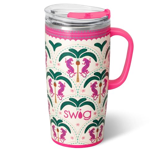 Swig Life 22oz Insulated Travel Mug with Handle & Lid, Palm Royale