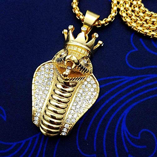 Generies Corona egipcia Cobra Serpiente Colgante Collar con zircons Animal Collar joyería...