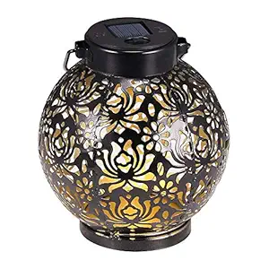 Ubervia Our Solar Lantern Garden Hanging Lights Vintage Hollow Decorative Lights Dusk to Dawn Auto On/Off Waterproof Solar Pathway Lights