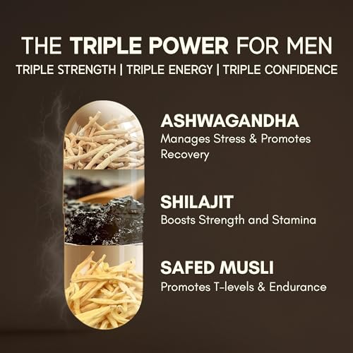 Image of Rasayanam Testoboost (500mg) | 3-in-1 T-Level Supplement for Men with Shilajit, Ashwagandha & Safed Musli | Supports Muscle Growth, Energy, Strength, Stamina & Performance - 60 Capsules each (Pack of 2)