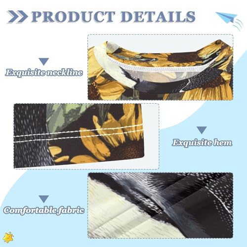 Boys Short Sleeve T-Shirts Penguin Sunflower Rashguard Kids Swim Shirts Sun UPF 50+3