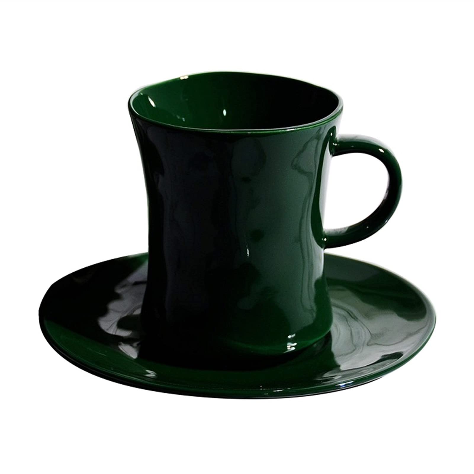 Juego de Taza y platillo de café de Porcelana, 320 ml (10,82 oz), Taza de Leche Verde, Taza de Coco con asa, Taza de té, Vasos para Bebidas, Vasos para Fiestas y Bebidas Calientes.