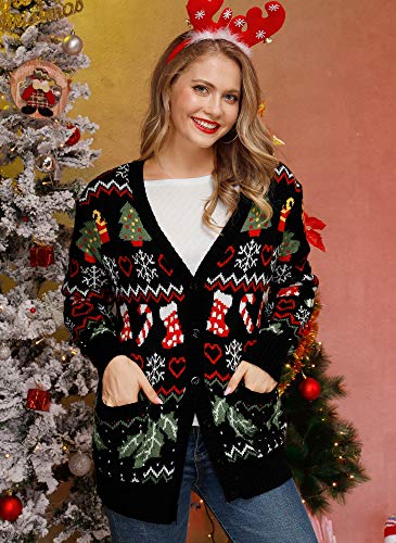 For G and PL Womens Christmas Cardigan Funny Button Down Ugly Sweater with Pockets3