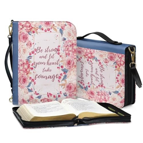 Womens Bible Covers with Shoulder Straps PU Leather Bible Book Bag Water Resistent Bible Protection Sleeve3