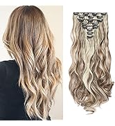 Cybelleza Clip in Extensions Haarverlängerung Haarteil wie Echthaar 8 Tressen Gewellt Günstig Haa...