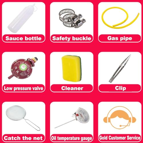 Fritteuse, Gas-Tischfritteuse für den privaten und gewerblichen Gebrauch, 23 l gewerbliche LPG-Fritteuse, freistehende Temperaturregelung, einstellbare Feuerkraft, abnehmbarer und waschbarer – Bild 8