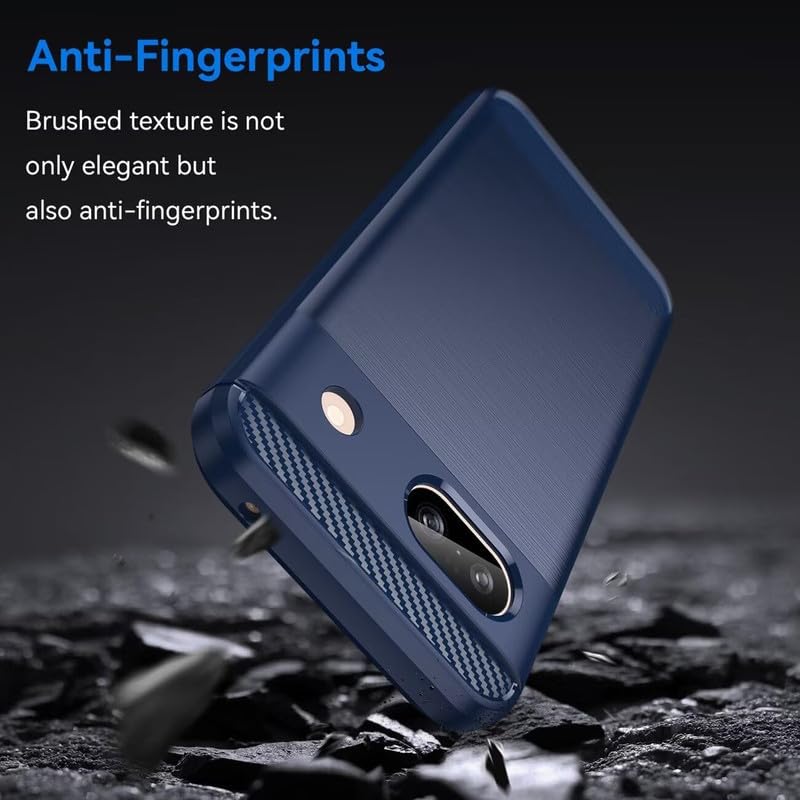 Image of NPRC Hybrid Ultra Slim Protective Case TPU Non-Slip Carbon Fiber Texture Shockproof Case Cover for Google Pixel 8A - Blue