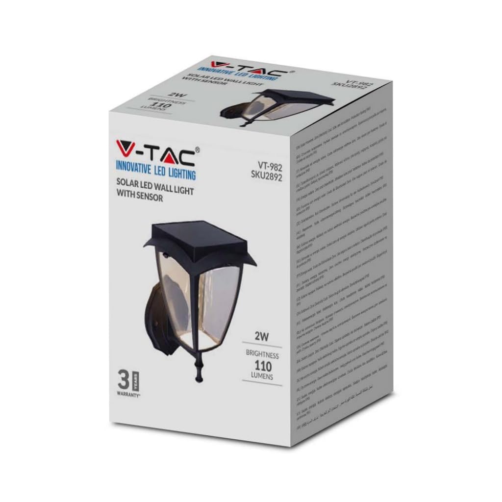 V-tac VT-982 Sevilla Solar wandlamp ? Zonne-energie ? LED lamp - 2 licht kleuren